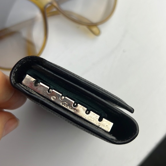 Auth. Cartier Santos Leather 4 Ring Key Case Black Logo Unisex Vintage - Picture 4 of 16
